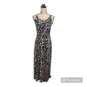Susan Lawrence Black and White Print  Sleeveless Maxi Dress Size XS
